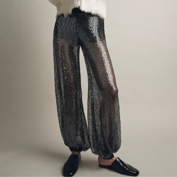 ZARA ZW COLLECTION SEQUIN BALLOON PANTS